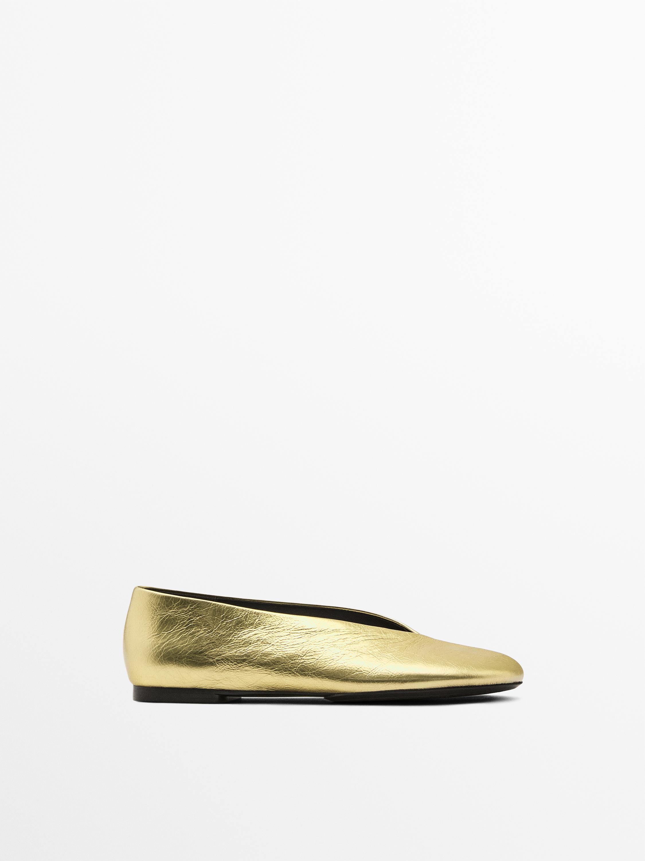 Metallic leather ballerinas