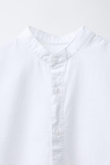 TEXTURED SHIRT WITH STAND COLLAR - White by Zara - Image 2