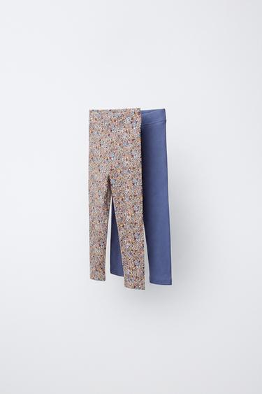 TWO-PACK OF FLORAL AND PLAIN LEGGINGS - Blue by Zara