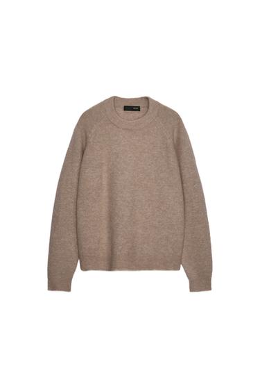Zara REGULAR FIT ROUND NECK JUMPER - Brown / Taupe