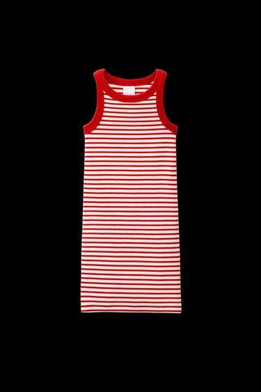 GESTREIFTES RIB-KLEID - Cremefarben / Rot von Zara - Bild 0