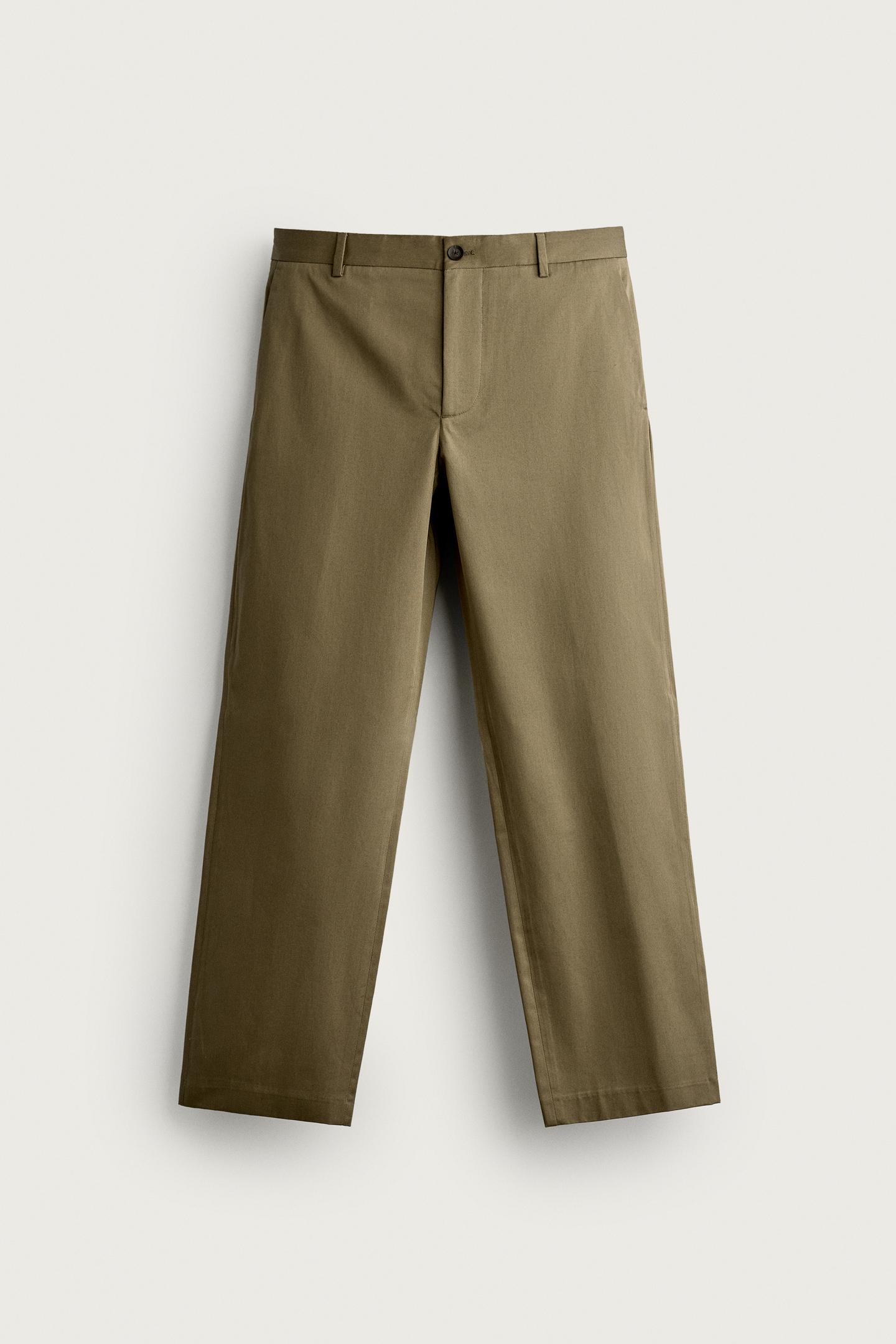 Мужские брюки Zara Straight-Fit, цвет: Хаки — фото 6