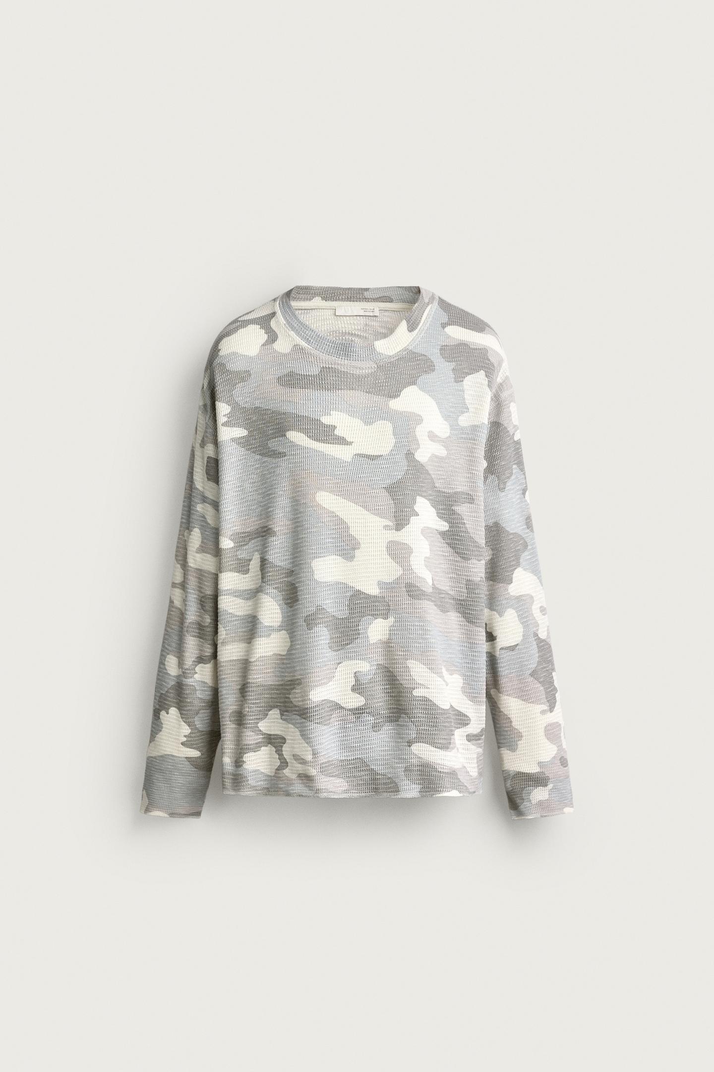 Мужская толстовка Zara Abstract Print Waffle-Texture, цвет: Grays — фото 6