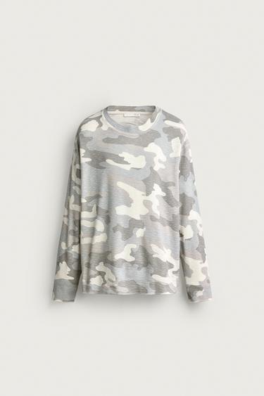 ABSTRACT PRINT WAFFLE-TEXTURE SWEATSHIRT — Grays 1