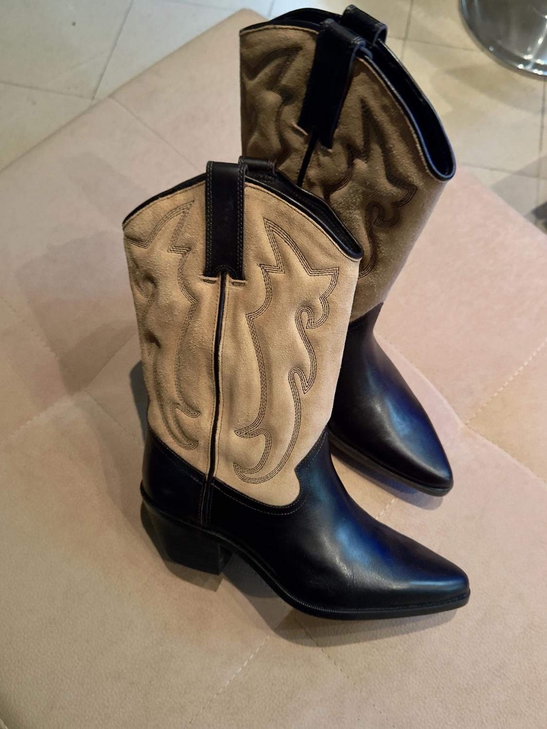 COMBINED LEATHER EMBROIDERED BOOTS - Image 7