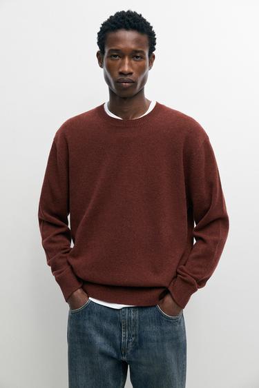 100% wool melange knit sweater — Russet 2