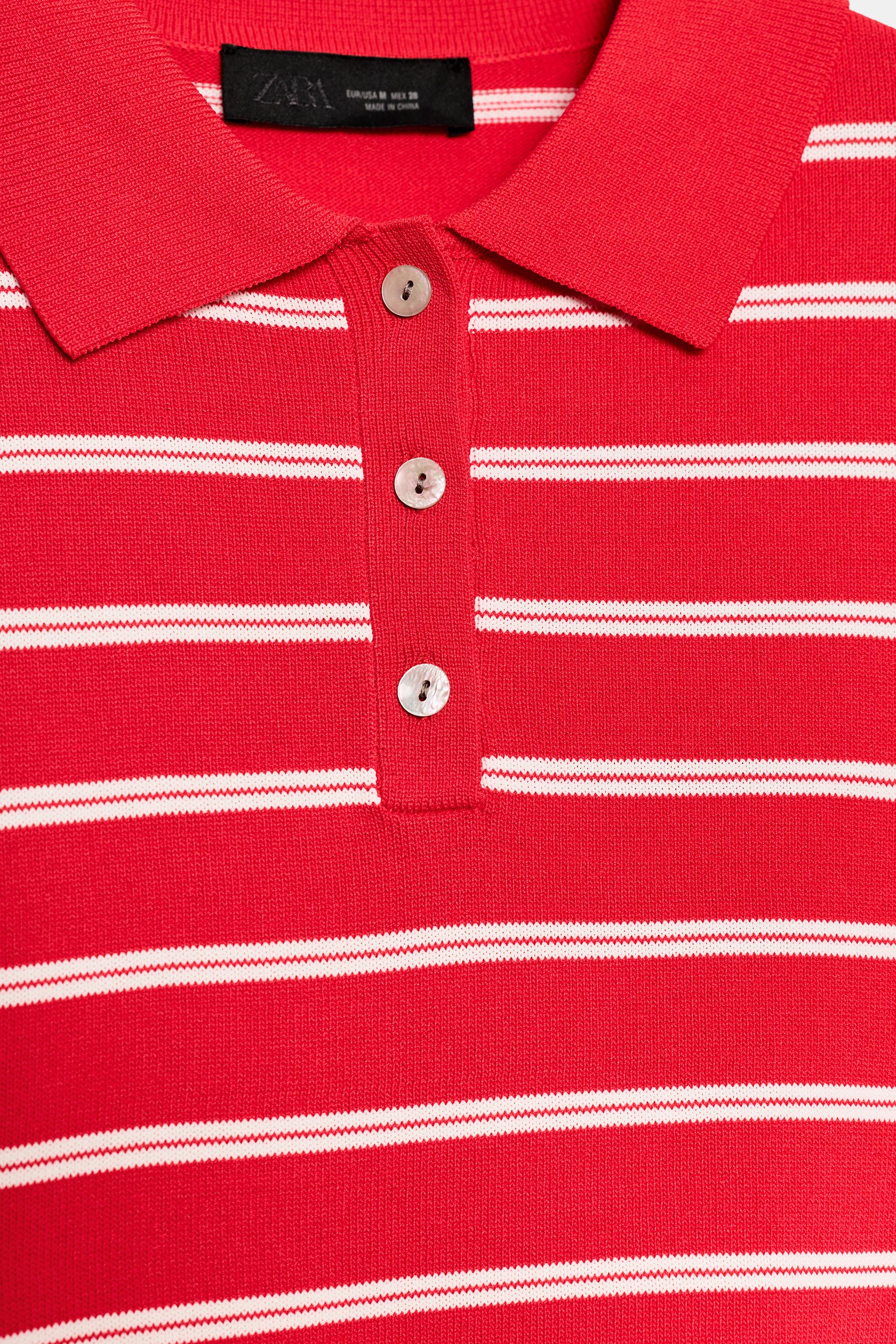 POLO EN MAILLE À RAYURES ET MANCHES COURTES