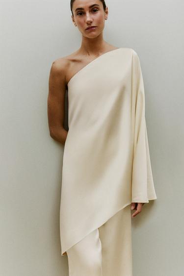 CAPE SATIN ASYMÉTRIQUE - Écru de Zara - Image 5