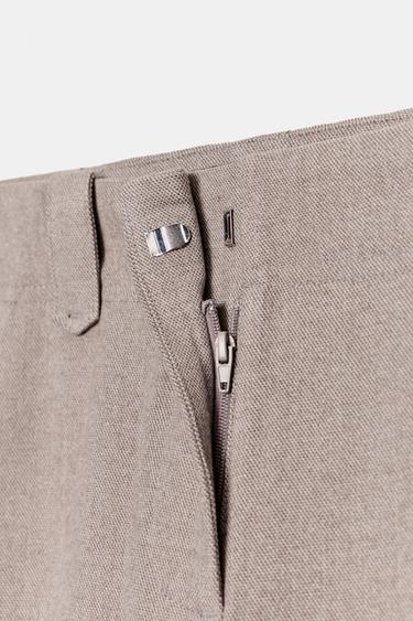 PANTALON DROIT TAILLE NORMALE - Sable / Chiné de Zara - Image 8