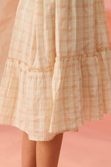 LIMITED EDITION LONG DRESS WITH EMBROIDERED CHECKS AND FLOWERS - Light yellow by Zara - Image 3