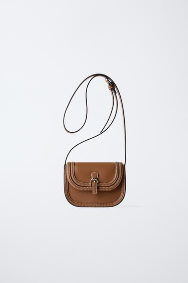 Zara BUCKLE MINI CROSSBODY BAG - Brown