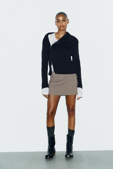 ZIP-UP RIB KNIT CARDIGAN - Navy blue by Zara