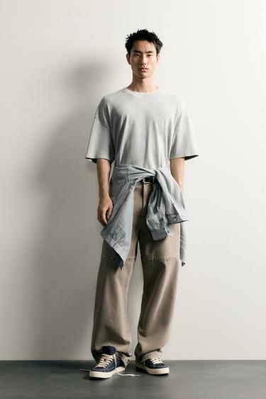 BASIC WASHED RELAXED FIT T-SHIRT - Greyish by Zara