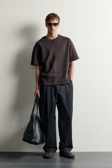 SWEATSHIRT INTERLOCK REMENDO - Castanho-chocolate da Zara - Imagem 0