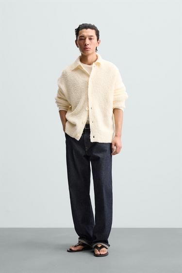 TEXTURED TERRY CARDIGAN - Ecru by Zara - Image 0