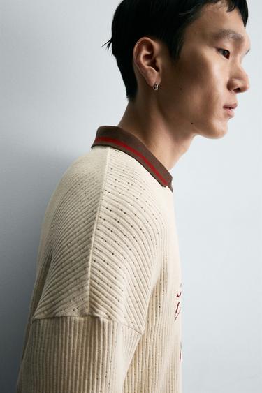 RETRO FOOTBALL TEXTURED POLO SHIRT - Oyster-white by Zara - Image 5