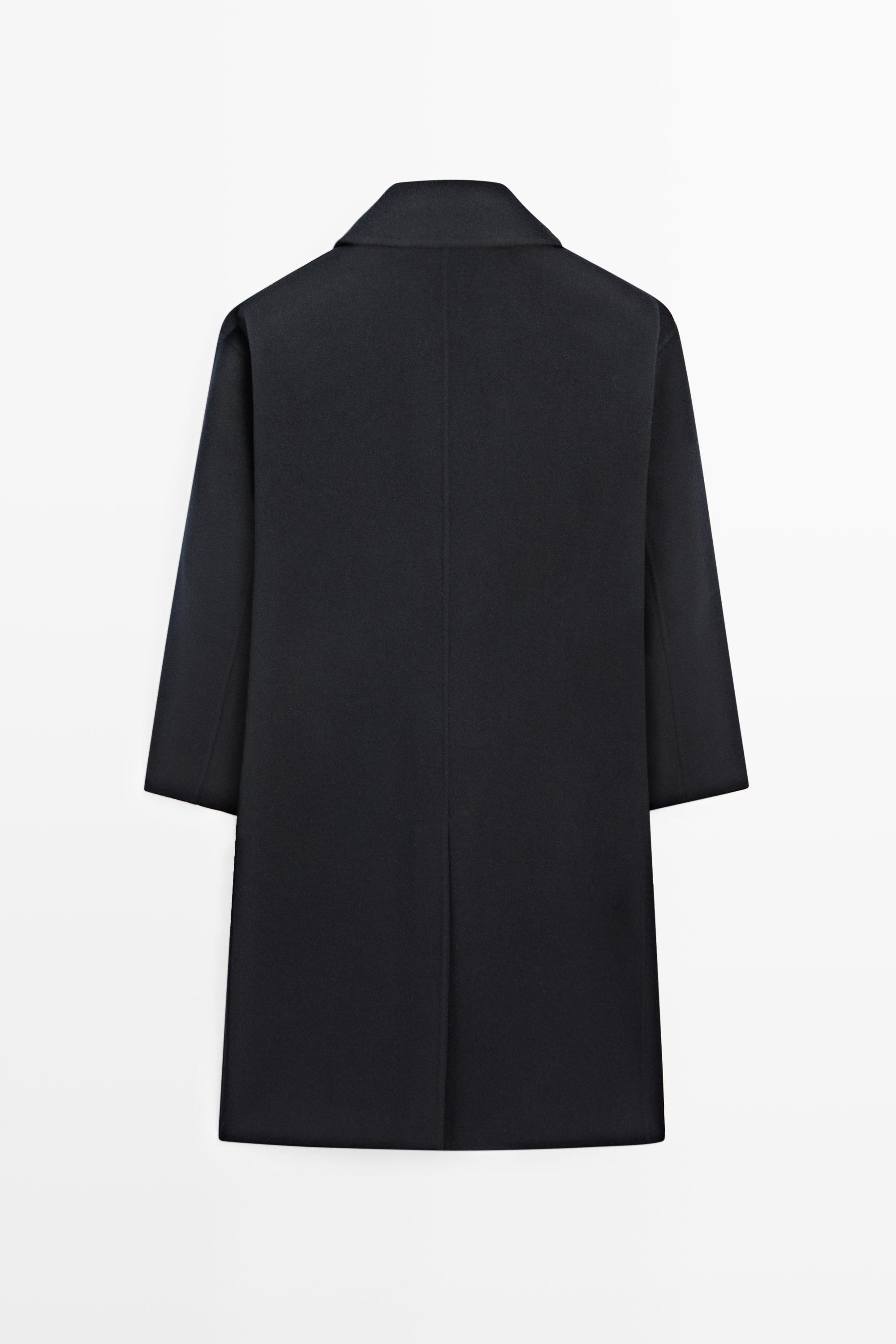 Manteau long en tissu double, laine et daim
