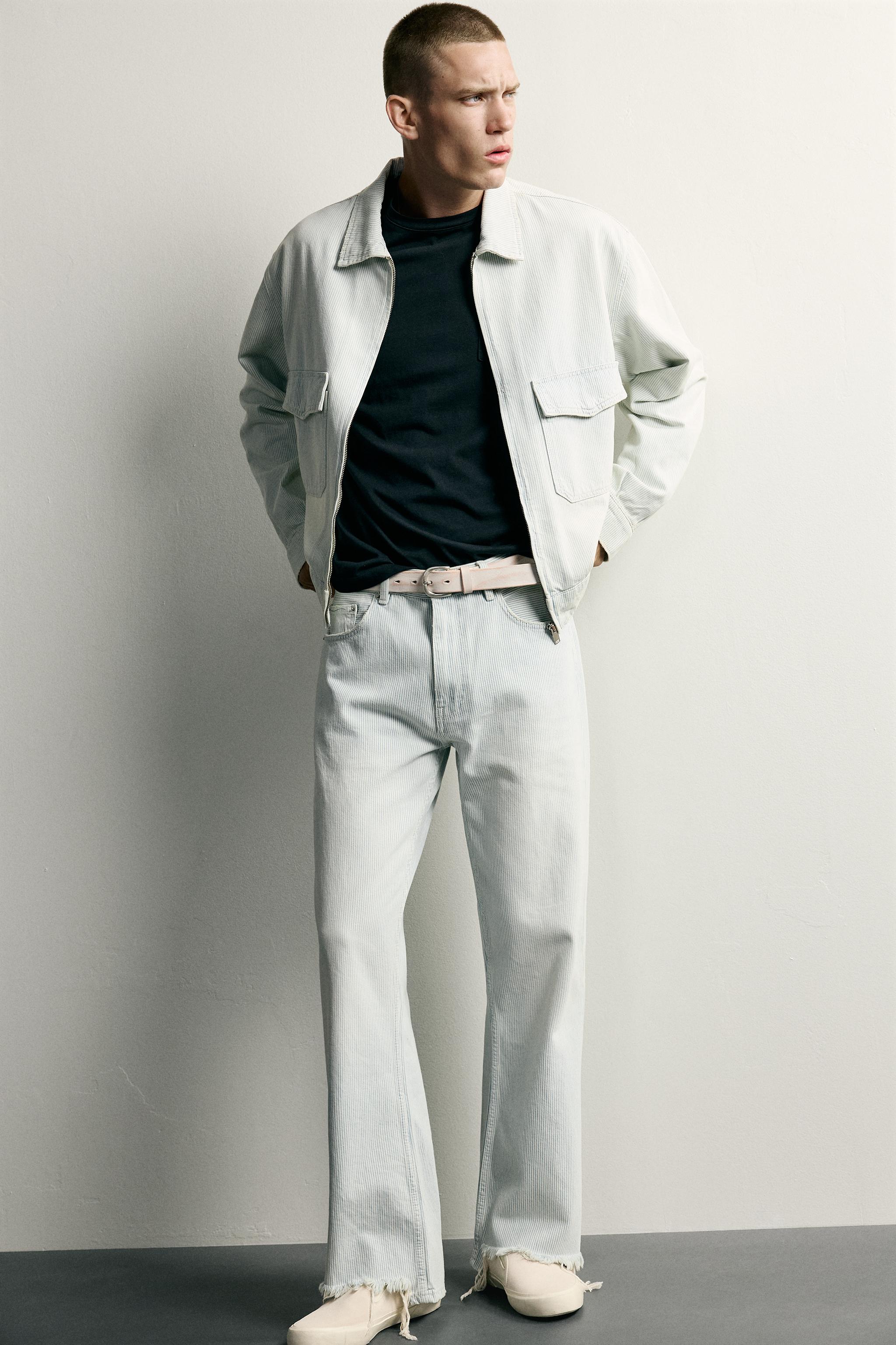Мужские куртки Zara WASHED STRIPED CROPPED JACKET — фото 7