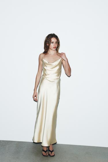 SATIN MIDI DRESS - Vanilla by Zara