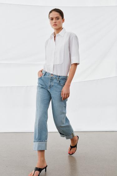 ZW COLLECTION LOW-RISE STRAIGHT JEANS - Blue by Zara