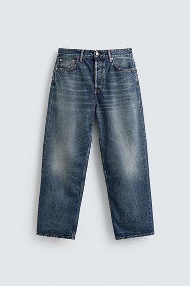 JEANS RELAXED STRAIGHT FIT LIMITED EDITION - E kaltër e mesme nga Zara