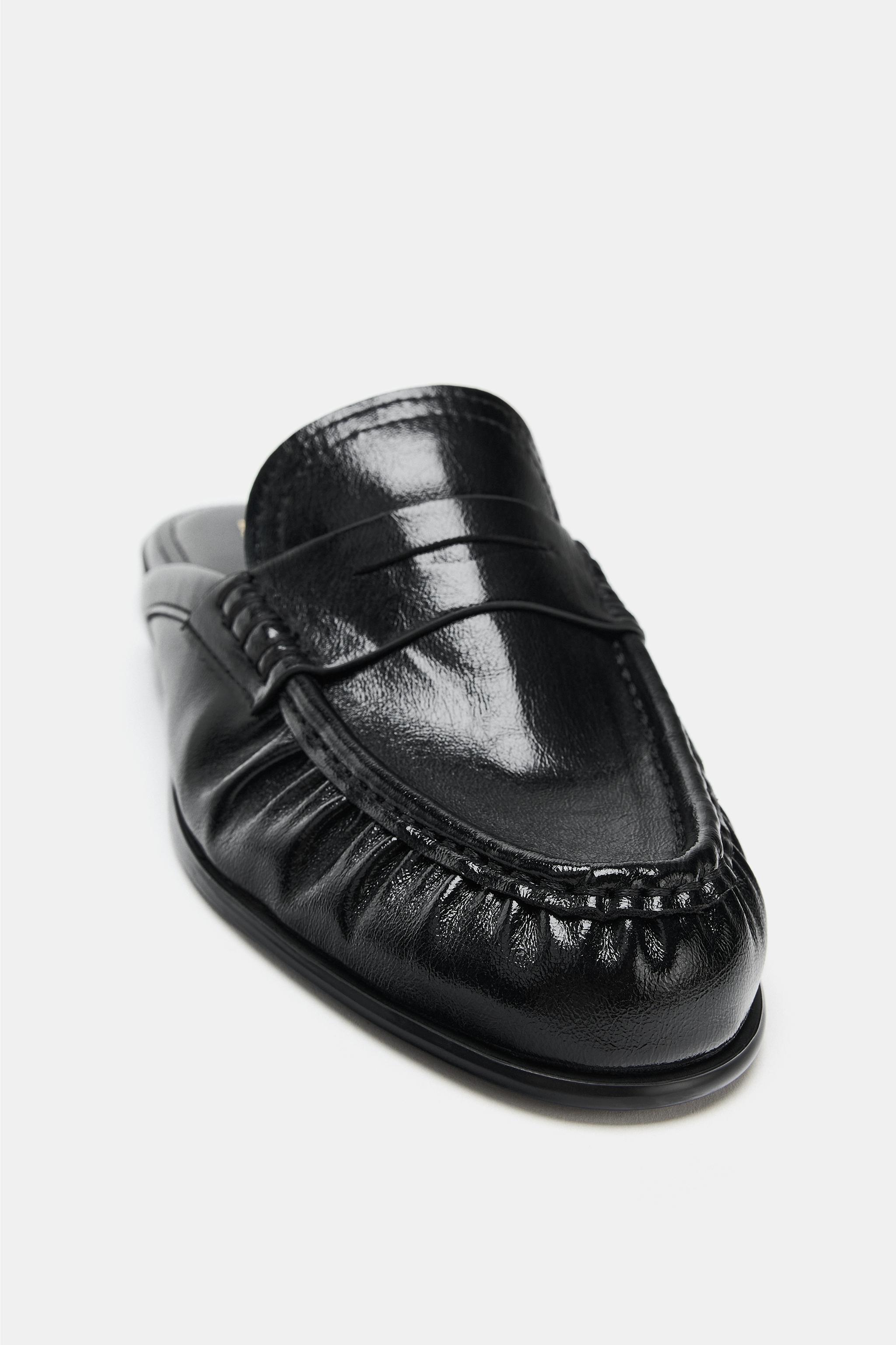 GATHERED OPEN BACK LOAFERS