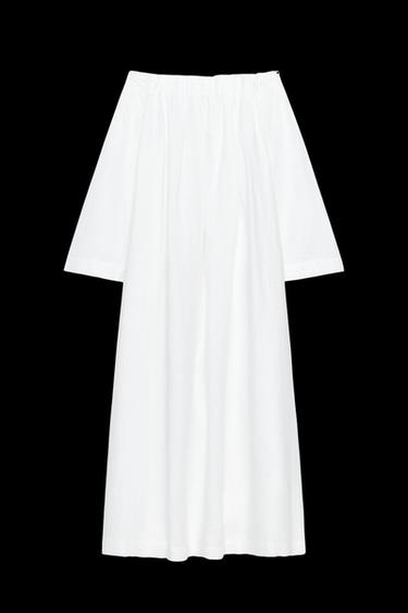 VESTIDO LINO 100% ZW COLLECTION - Blanco de Zara