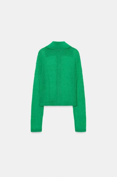 GILET EN MAILLE COL POLO - Vert de Zara - Image 5