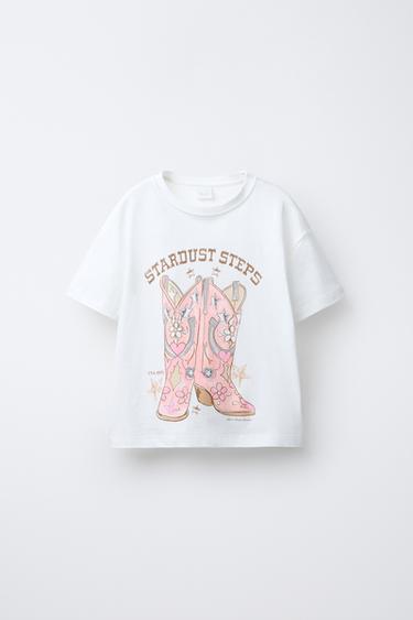Zara COWBOY PRINT T-SHIRT - Oyster-white