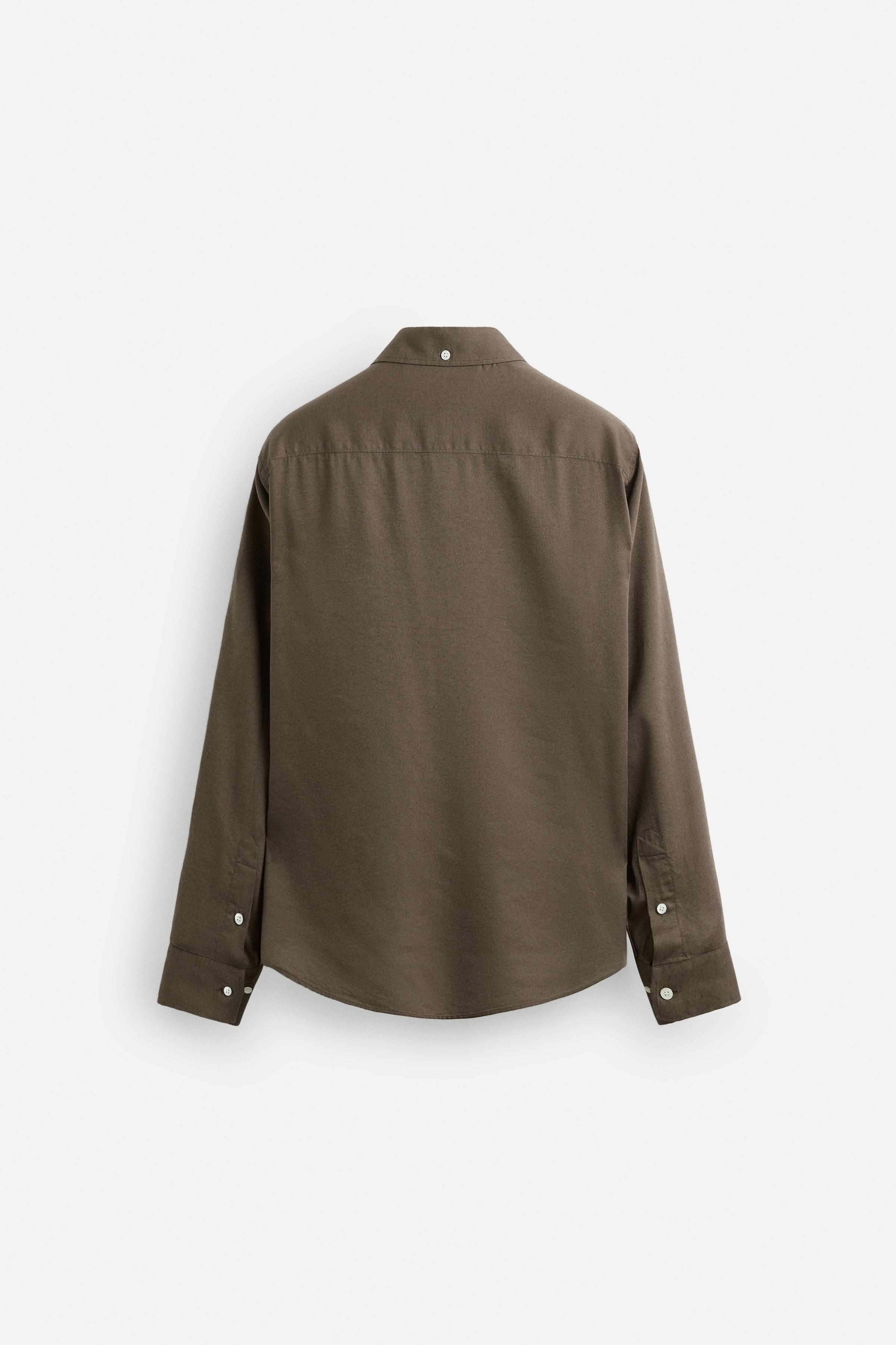 STRIPED COTTON-LYOCELL SHIRT - Earth | ZARA United States