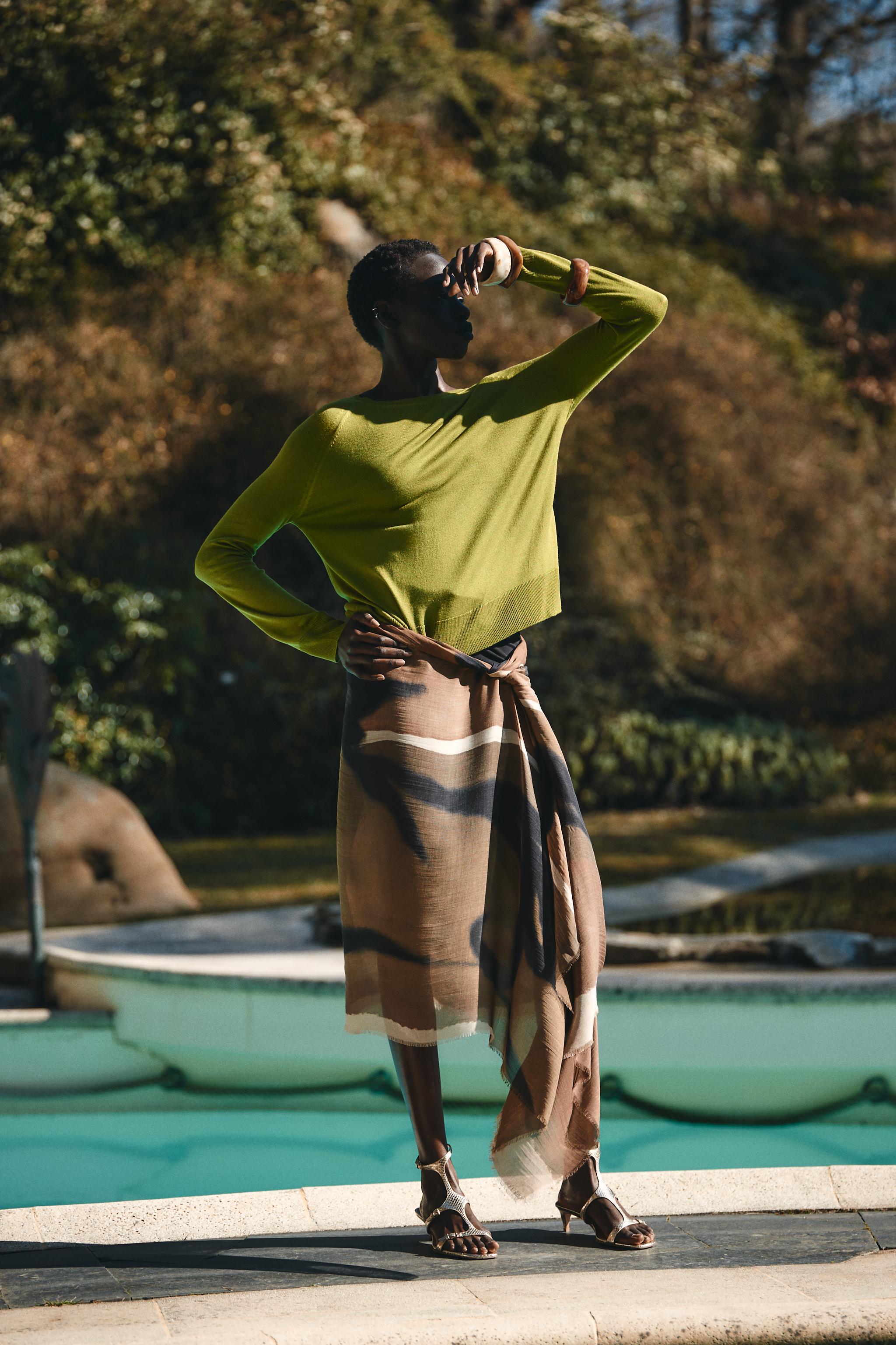☆ドイツ発*ZARA*新作*シルクモダールプリントスカーフ/TM☆ モダールプリントスカーフ - ブラック | ZARA Japan / 日本