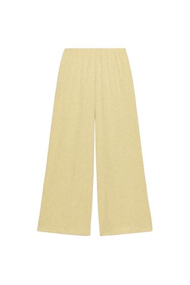 PANTALON DROIT TEXTURÉ - Jaune clair de Zara
