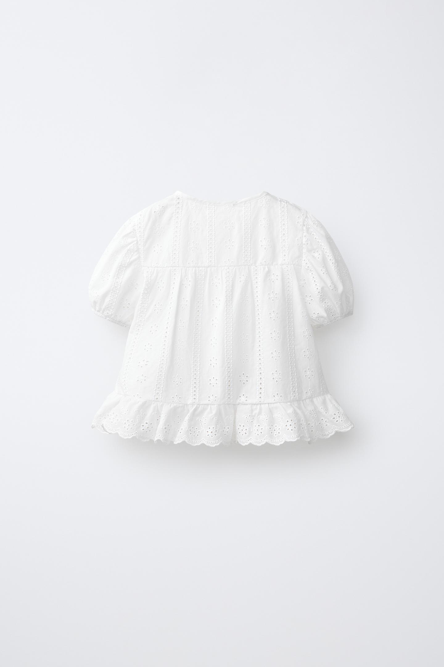 Детская рубашка Zara Embroidered Romantic, цвет: Белый — фото 3