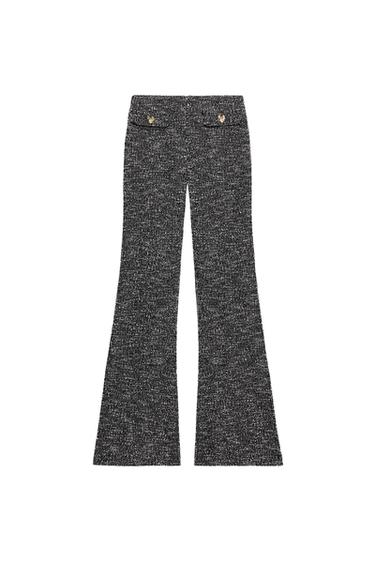 PANTALÓN FLARE ESTRUCTURA - Negro / Blanco de Zara