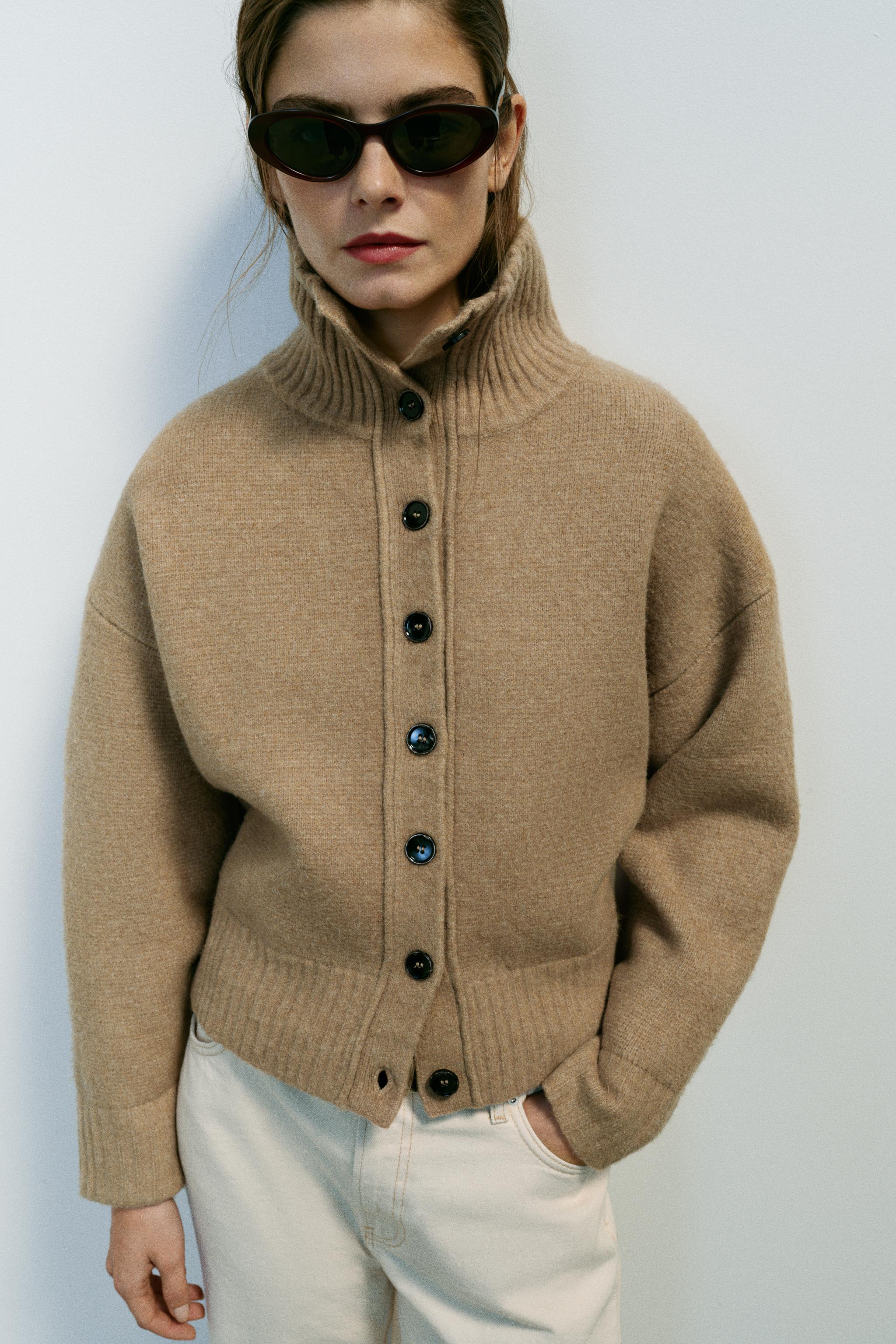 High Neck Cardigan by Zara