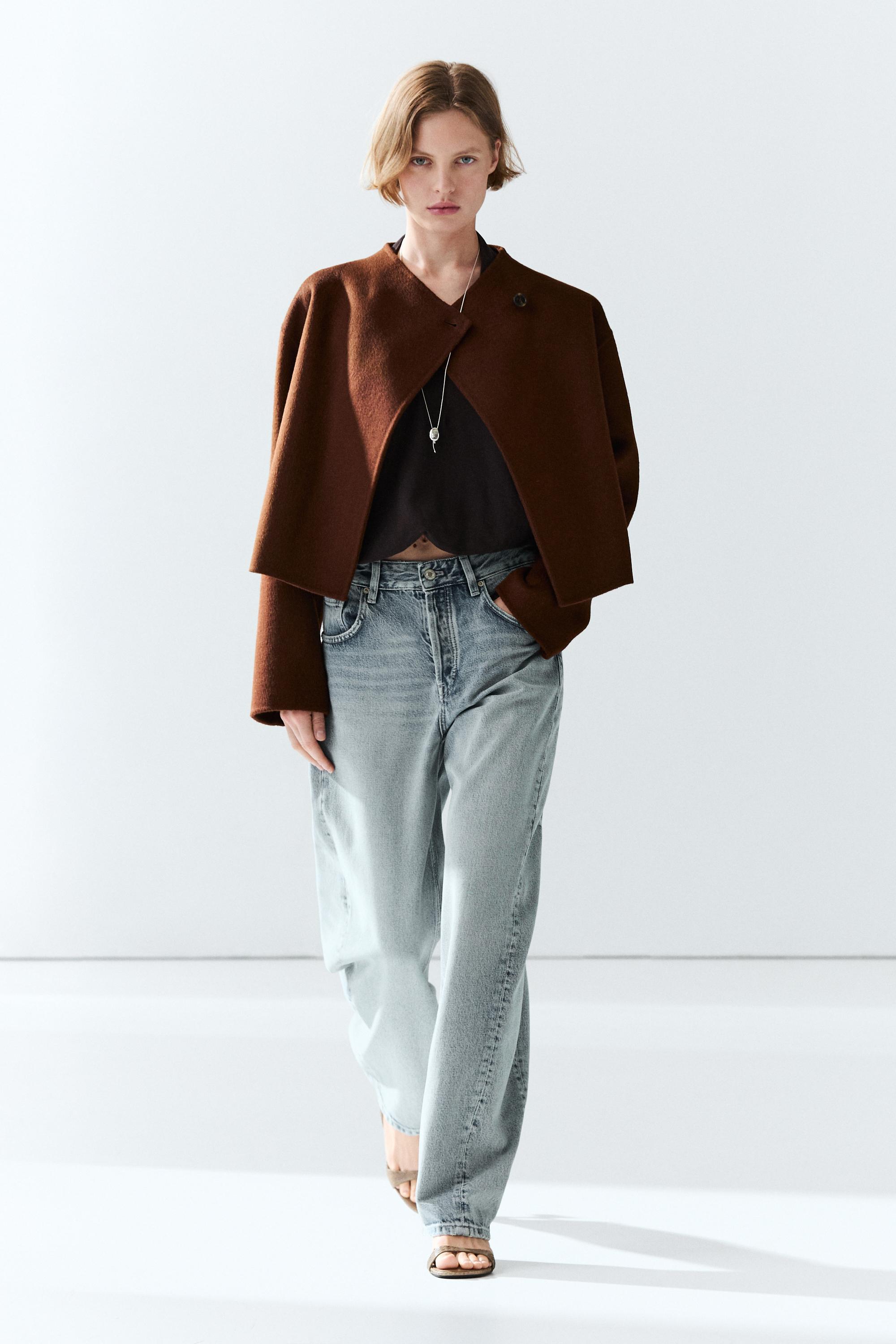Button detail cape jacket — Russet