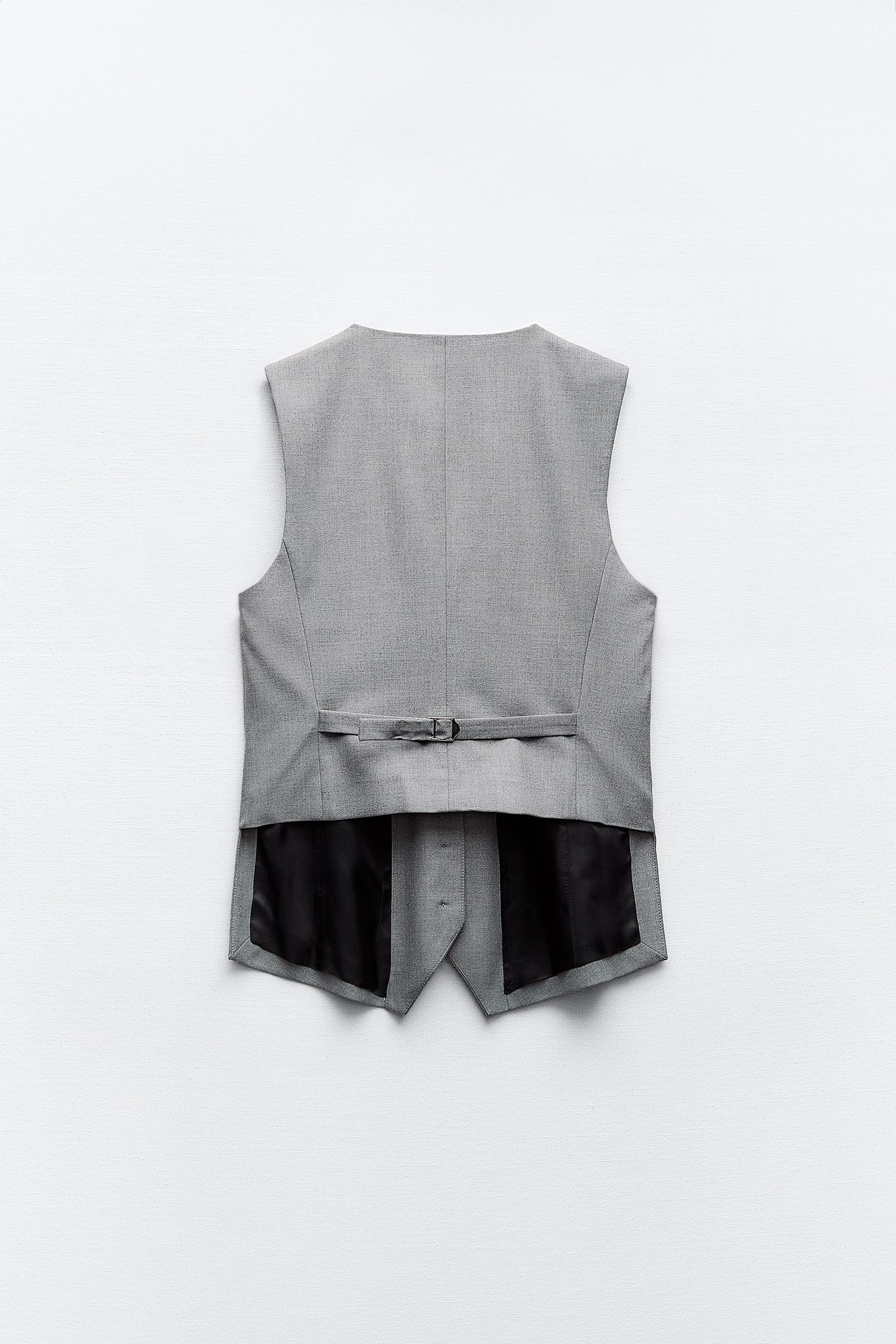 WAISTCOAT WITH ASYMMETRIC BACK - Grey | ZARA India