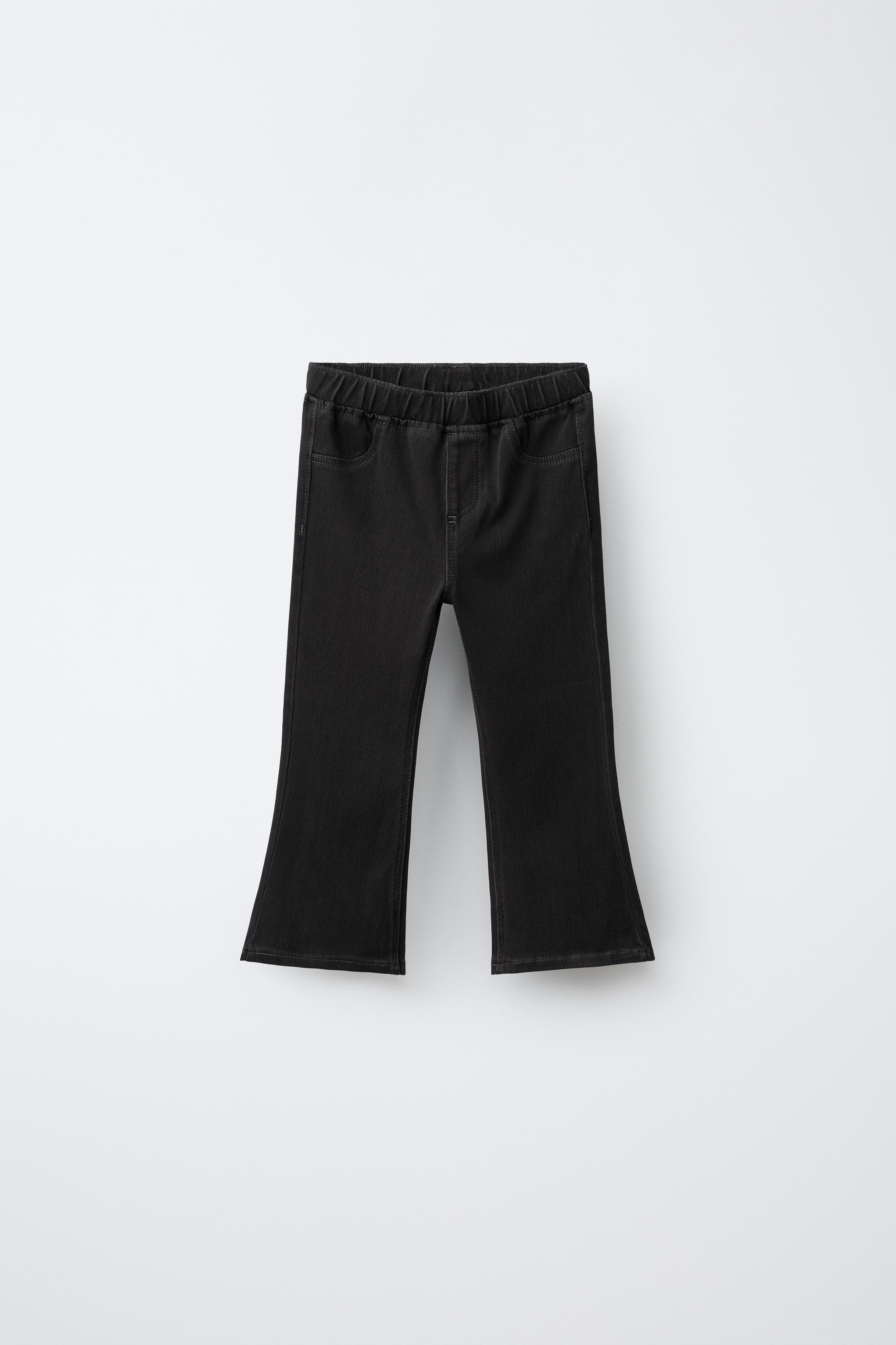 FLARED DENIM LEGGINGS — Black