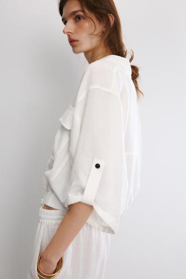 CASACO COM BOLSOS - Branco da Zara