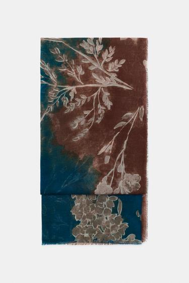 FLORAL PRINT SCARF - Blue by Zara