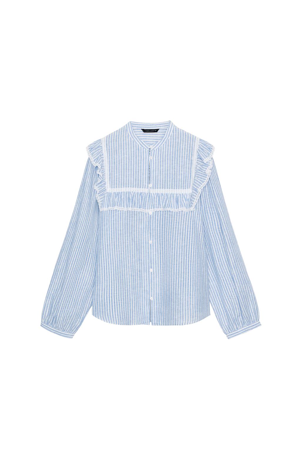METALLIC THREAD RUFFLED STRIPED SHIRT - image 3