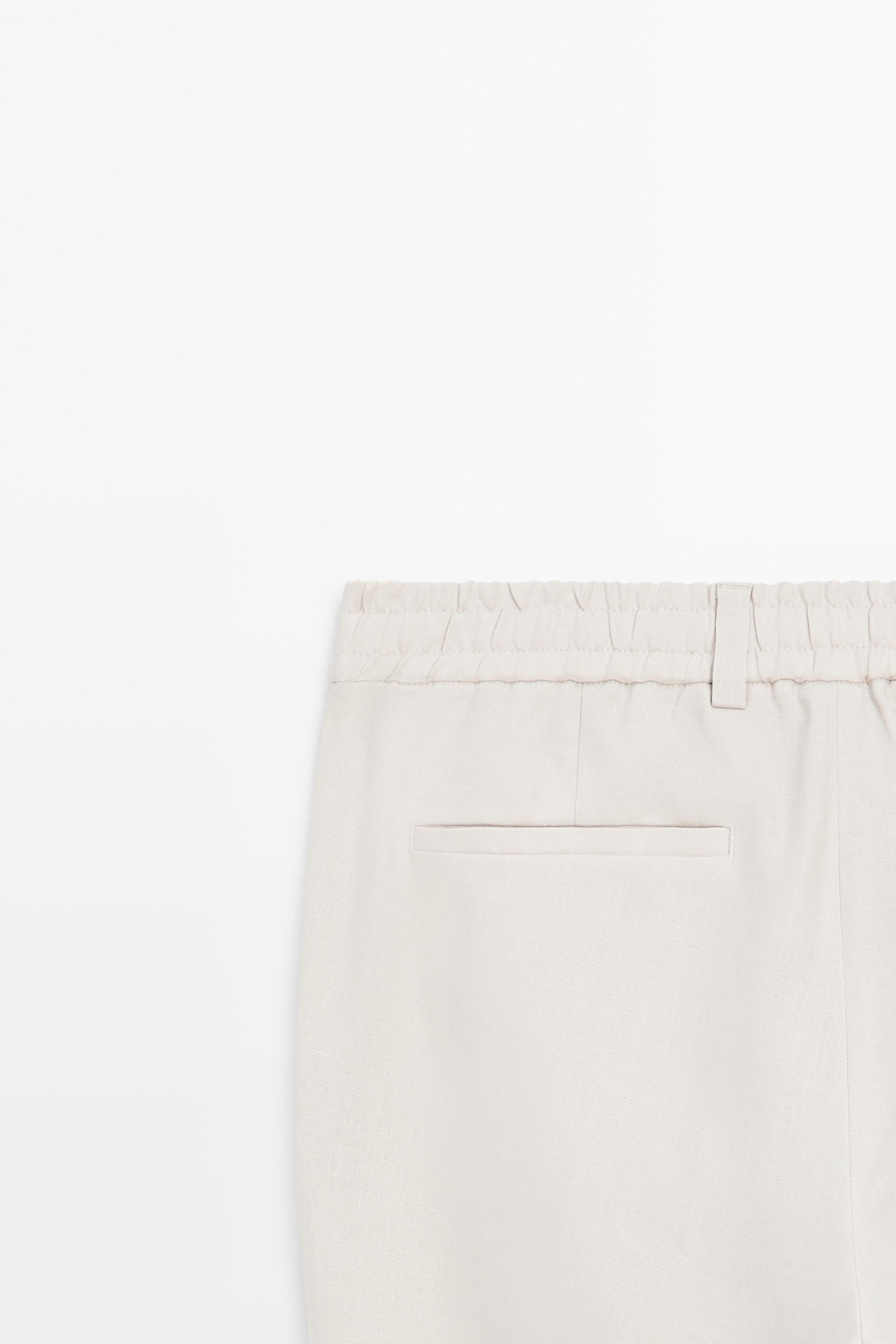 Pantalon à taille élastique 100 % lin