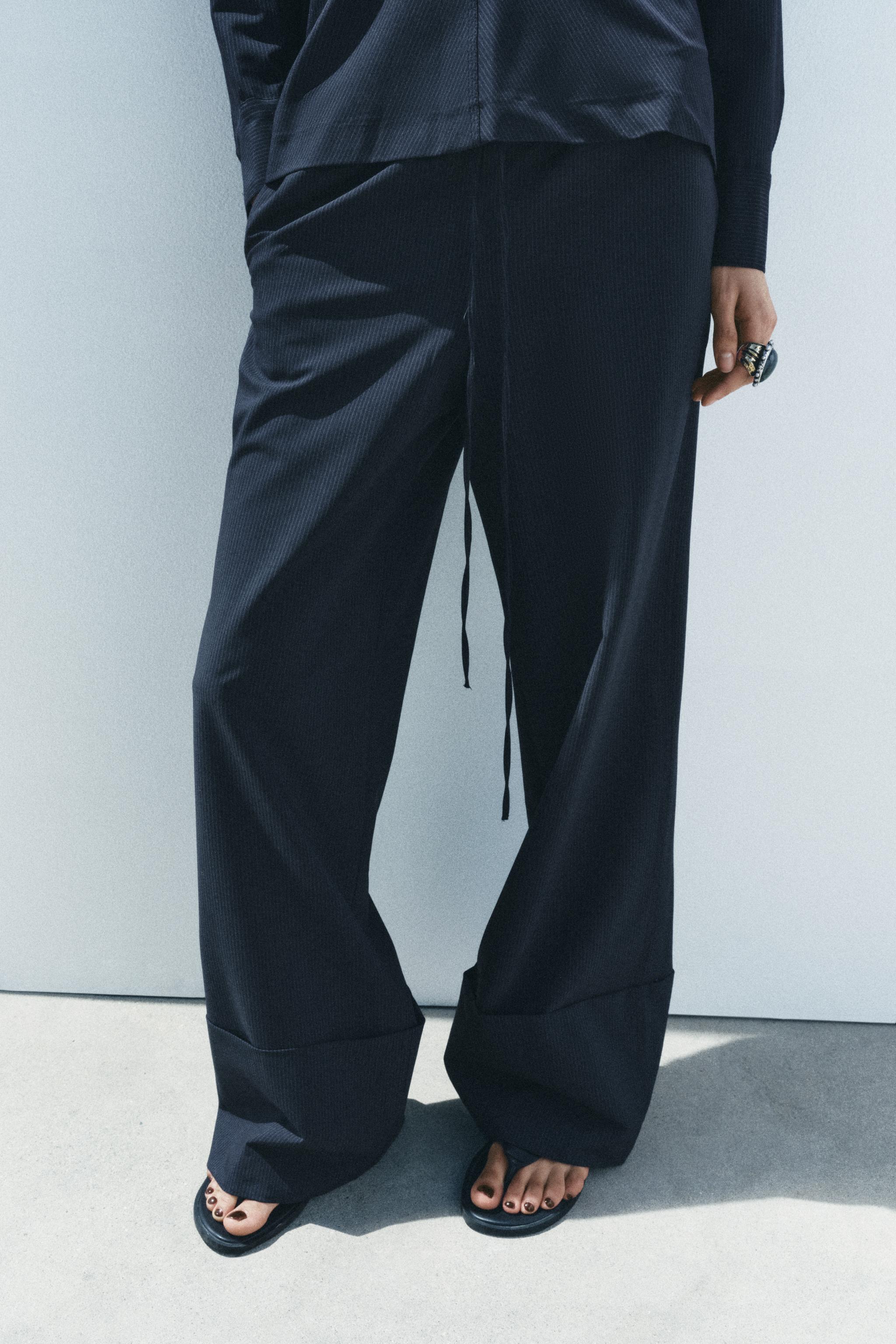 ZW COLLECTION STRIPED WIDE LEG TROUSERS