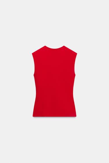 T-SHIRT SANS MANCHES - Rouge de Zara - Image 5