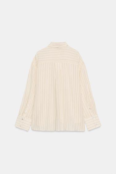OVERSIZE GAUZE SHIRT WITH POCKET - Pastel yellow by Zara - Image 7