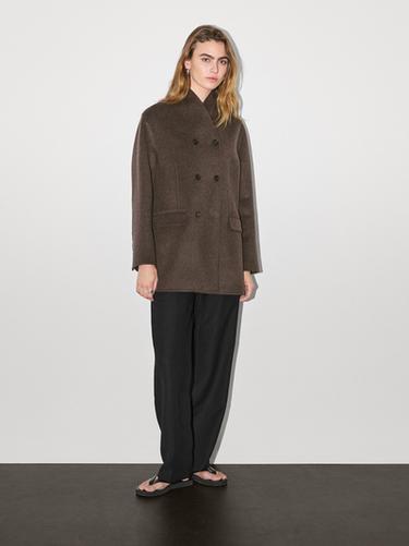 Zara Wool blend coat with tuxedo collar - Chocolate - Image 0