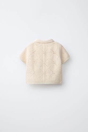 KNITTED CROCHET BANANA SHIRT - Ecru by Zara - Image 1