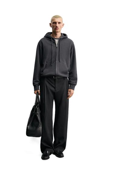 HOODIE WITH ZIP - Dark navy by Zara