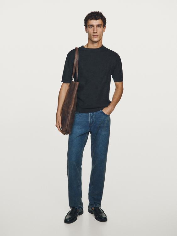 Textured knit short sleeve T-shirt