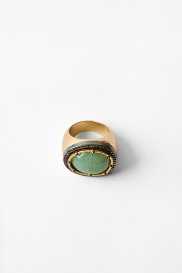 ANELLO CON PIETRA E STRASS - Dorato di Zara